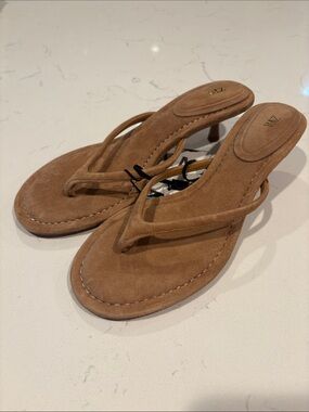 Zara Tan Suede Thong Kitten Heel Mules new with tags size 39